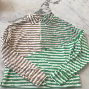 Kule Beck Quarter Zip - Green, Pink, and Brown